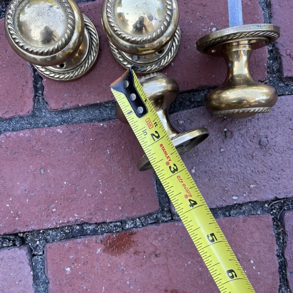 Gold Brass Twist Rope Door Knob Estate 2 Pair Brass NOS - KNOBS Some Hardware